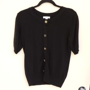 Black short sleeve cardigan with jewel buttons S